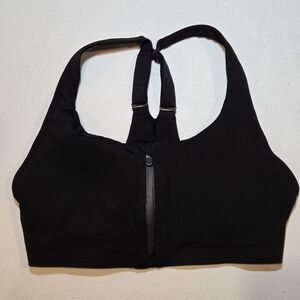 Athleta Ultimate Black Zip Front Sports Bra